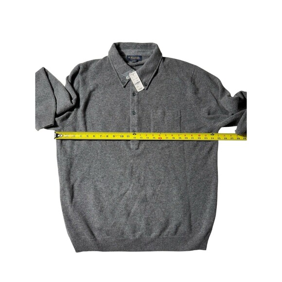 Brooks Brothers Wool sweater men’s XXL Lambswool Polo Sweater Grey Preppy NWT - Picture 3 of 6